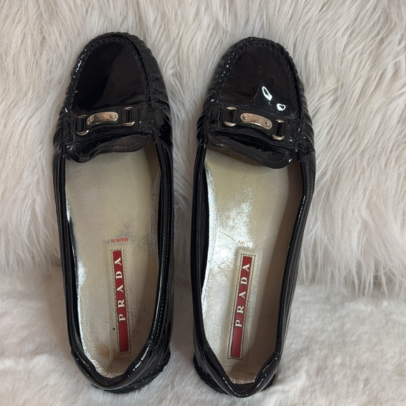 Prada Authentic Italian Patent Leather Driving Moccasins Women's 38 - Picture 2 of 6